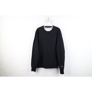 Vintage Y2K Champion Mens Medium Faded Monochrome Crewneck Sweatshirt Black